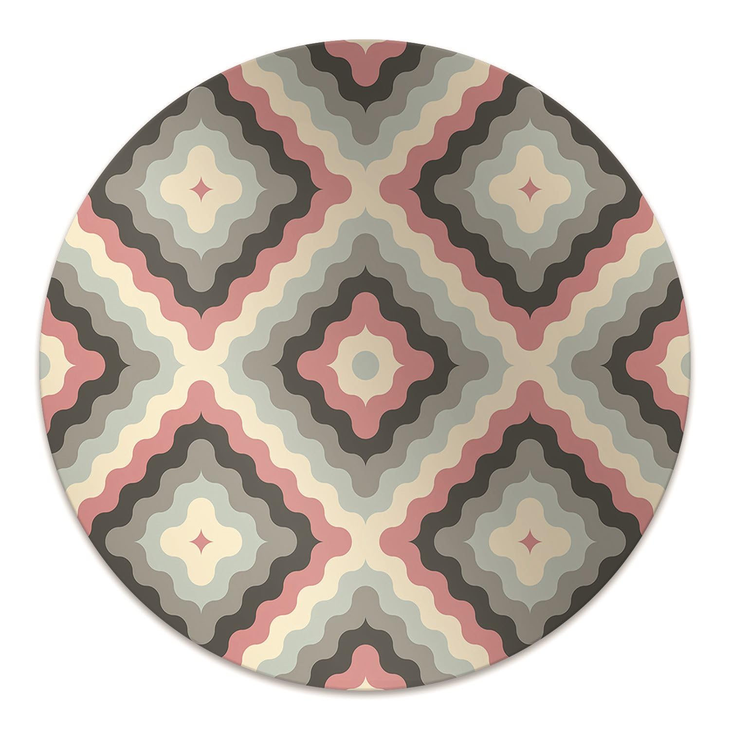 Tapis pour protection ø100 cm en PVC motif illusion rétro pour sol de bureau et maison