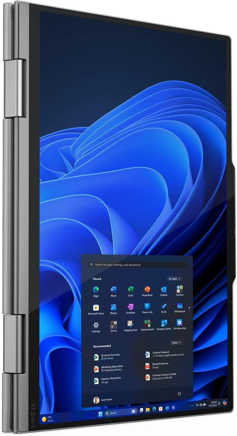 Lenovo ThinkPad X1 2-in-1 Gen 10 Aura Edition Laptop with Intel Core Ultra 7 255U Processor, 14” WUXGA 500nits Touchscreen Display, 32GB LPDDR5X-8400MT/s, 1TB SSD, FHD RGB+IR Cam, Pen, and Win 11 Pro
