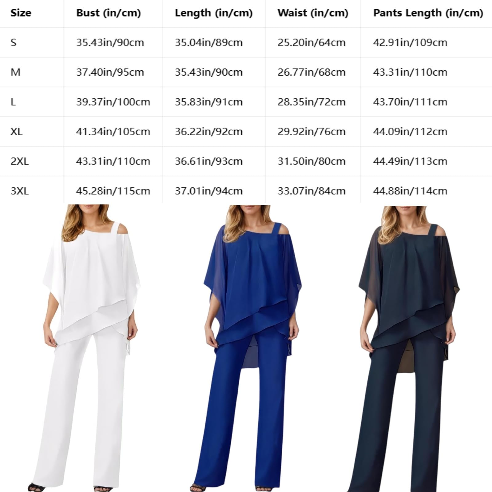 Generico Completo Elegante da Donna: Top in Chiffon a Strati e Pantaloni a Gamba Larga – Leggero, Casual-Chic e di Tendenza – Completo 2 Pezzi Fluido e Asimmetrico