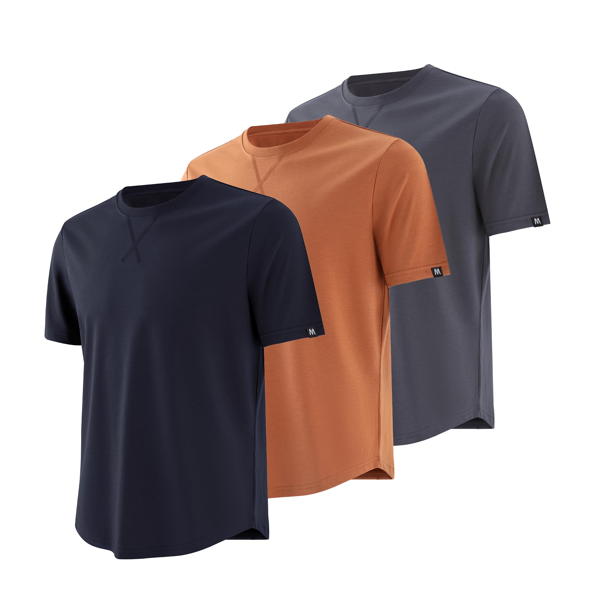 MagnaMan Men's 3-Pack Short Sleeve Crew Neck T-Shirts Solid Color Casual Tee Shirts - Ideal for Gym, Work & Daily Life