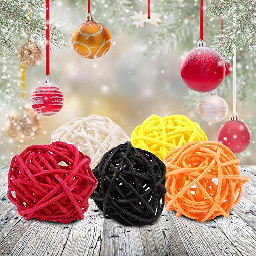Garosa 20PCS Wicker Rattan Balls Cage Crafts Colorful Pet Bird Chew Toy Table Wedding Party Decorative Crafts Hanging DIY Accessories(Red) - Image 4