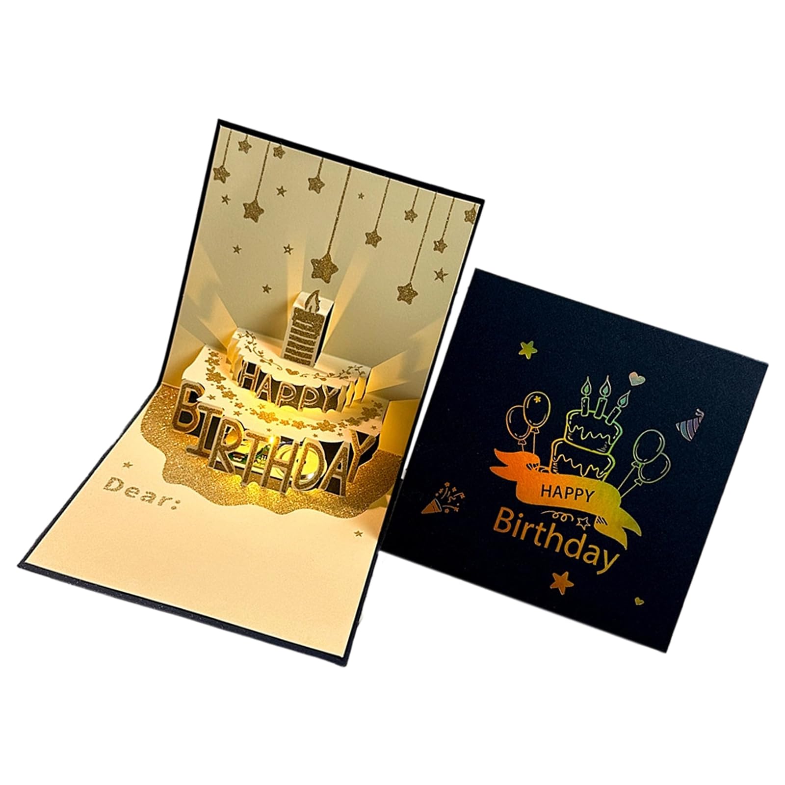 Tsophreniq 3D Popup Birthday Card with Music and Lights Foldable Greeting with Envelope Gift Postcard for Family Birthday Popup