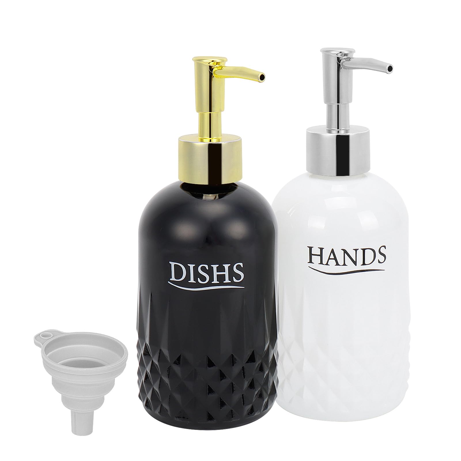 HarJue Glass Soap Dispenser Set, Refillable Dish Soap Pump Dispenser, Kitchen Bathroom Counter Shampoo Conditioner Dispenser (Pump Dispenser Only)