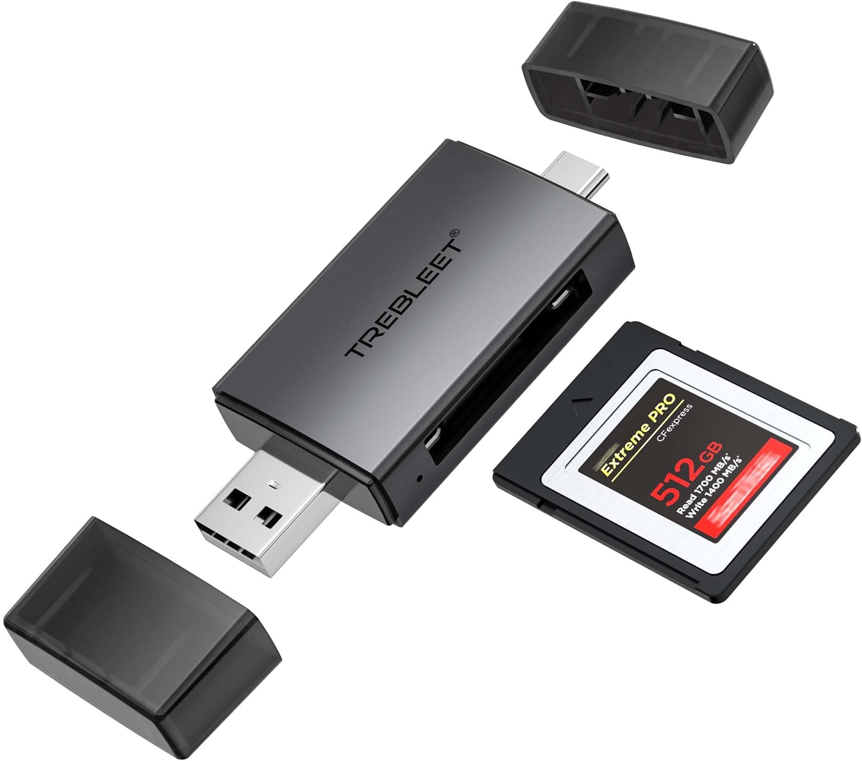 CFexpress Type B Card Reader, USB 3.2 10Gbps Up to 900MB/s Speeds 2 in 1 USB C & USB A Port for CFE Type B Camera Card Reader Adapter, OTG for iPhone 15 Pro/iPad Pro/PC/Laptop/Smart Phone/Tablet