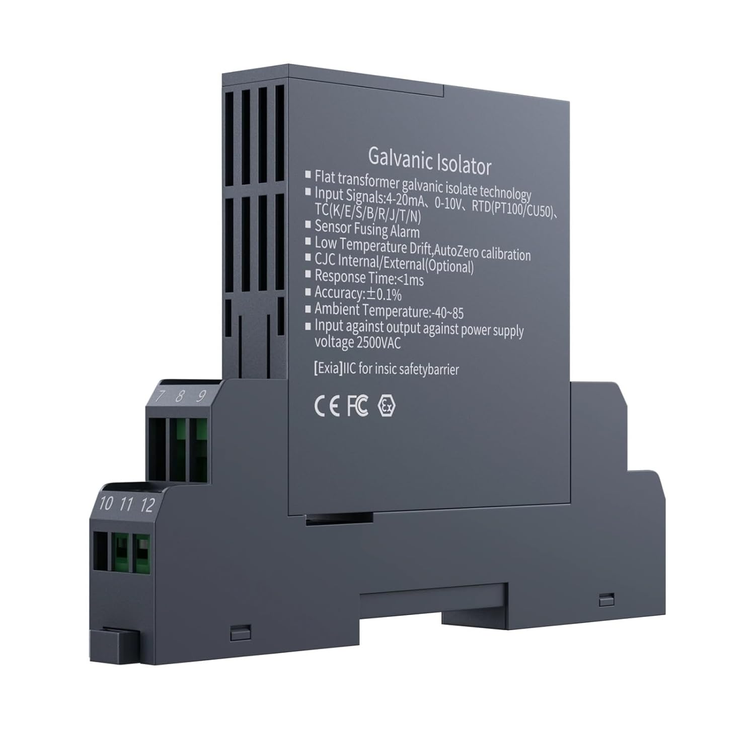 Signal Isolator 4-20mA to 0-10V 0-5V 1-5V Analog Converter to DC DC24V(Input 0-10mA,Output 0-10V)