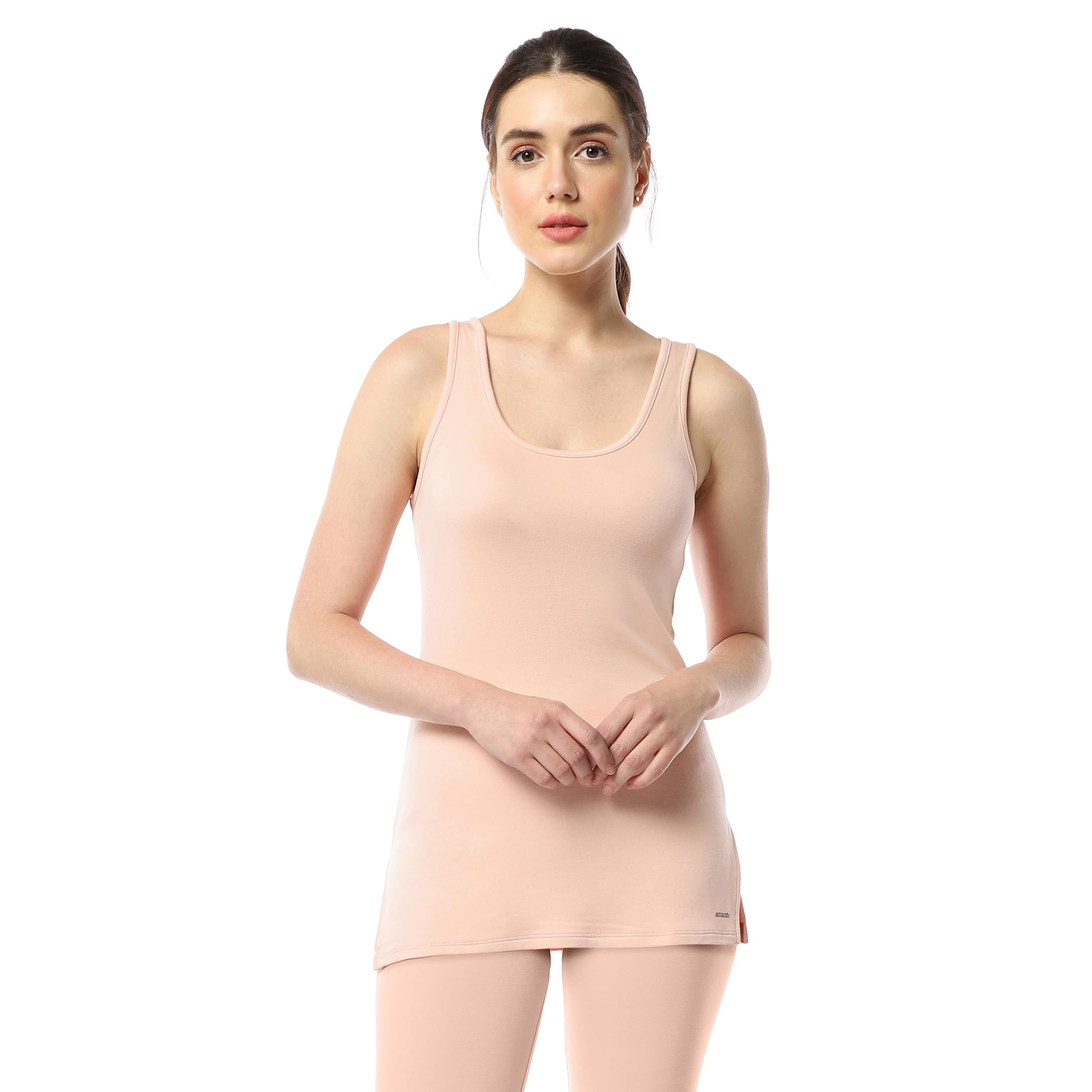 Solid Scoop Neck Sleeveless Thermal Vest