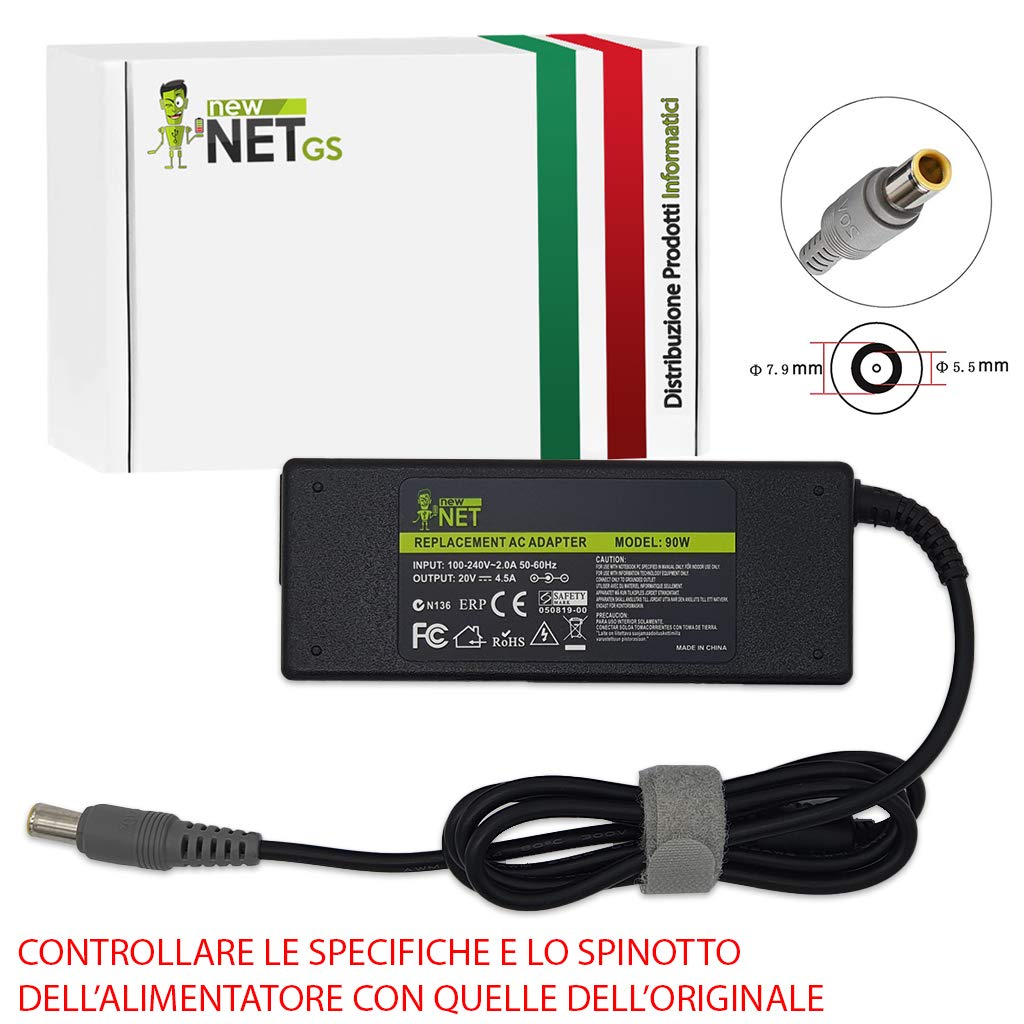 Alimentatore caricabatteria Lenovo Thinkpad T60 T61 T61p R60 R61 X60 X60s X61 Z60 Z60t Z61 X200s X300 X301 X200 X201 X201I T400