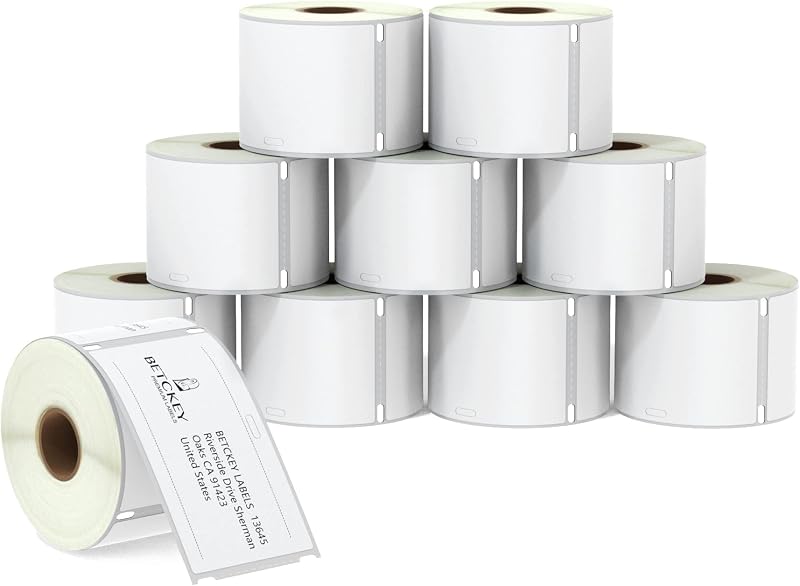 BETCKEY Replace for DYMO 30857 (2-1/4" x 4") Visitor Badge Labels,[10 Roll] | Compatible with DYMO Labelwriter 450, 4XL, Rollo & Zebra Printers, 2500 Labels, Perforated, Not Fit 550 5XL