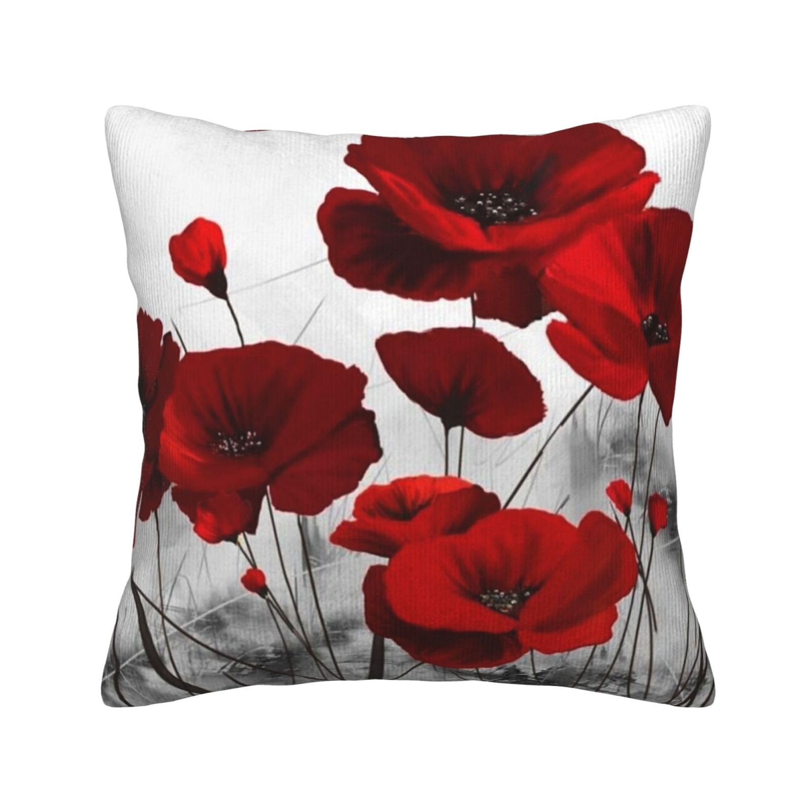 Housse de coussin en velours côtelé coquelicot pour sublimer votre canapé