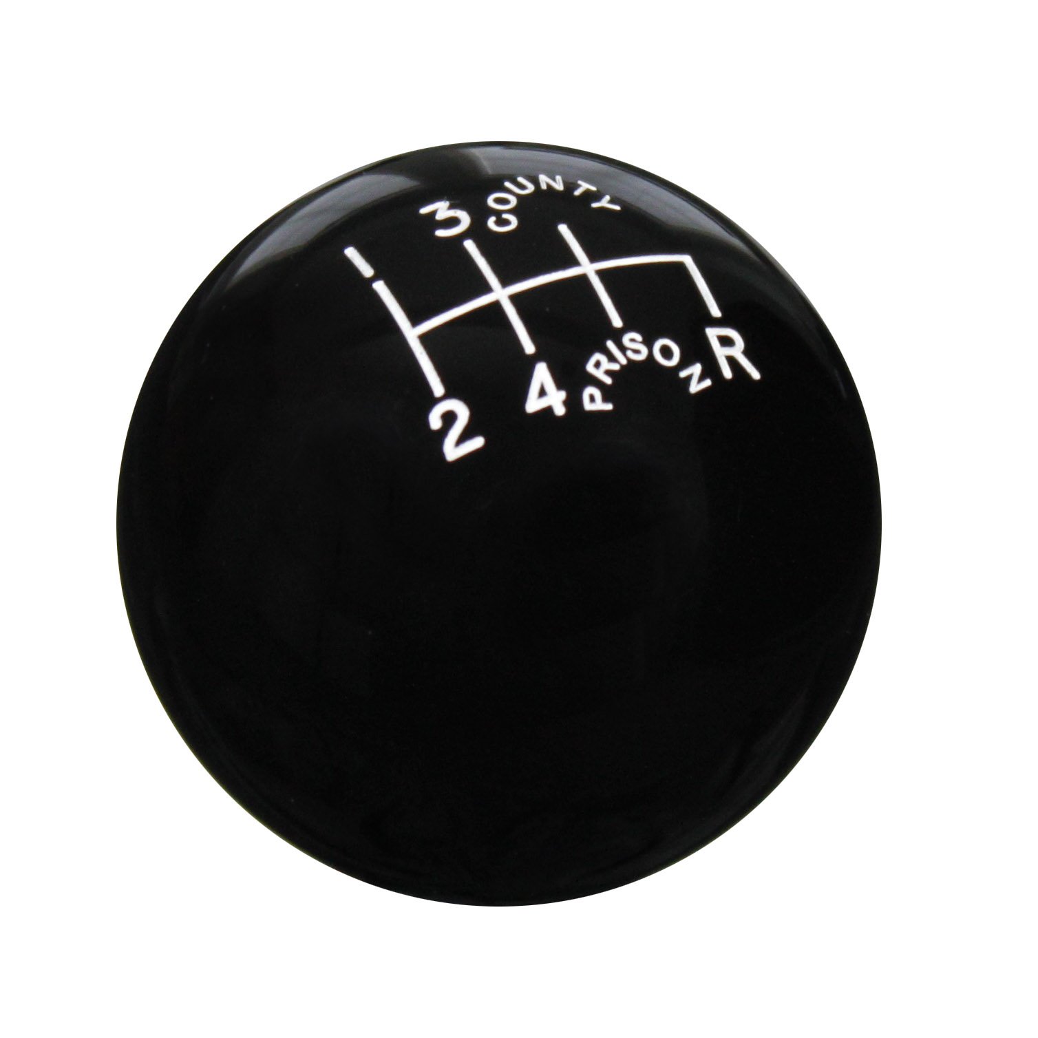 Speed DawgSK501-CPW-6RDR Traditional Series Black/White 'County Prison' 6-Speed Reverse Lower Right Shift Knob