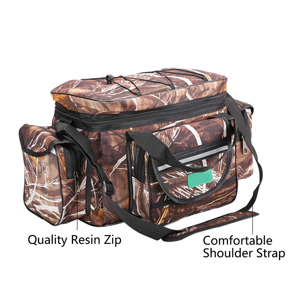 Borsa per attrezzatura da pesca, 50 x 28 x 27 cm, impermeabile, con spallacci regolabili, per pesca in mare, caccia, viaggi, Marrone, moderno