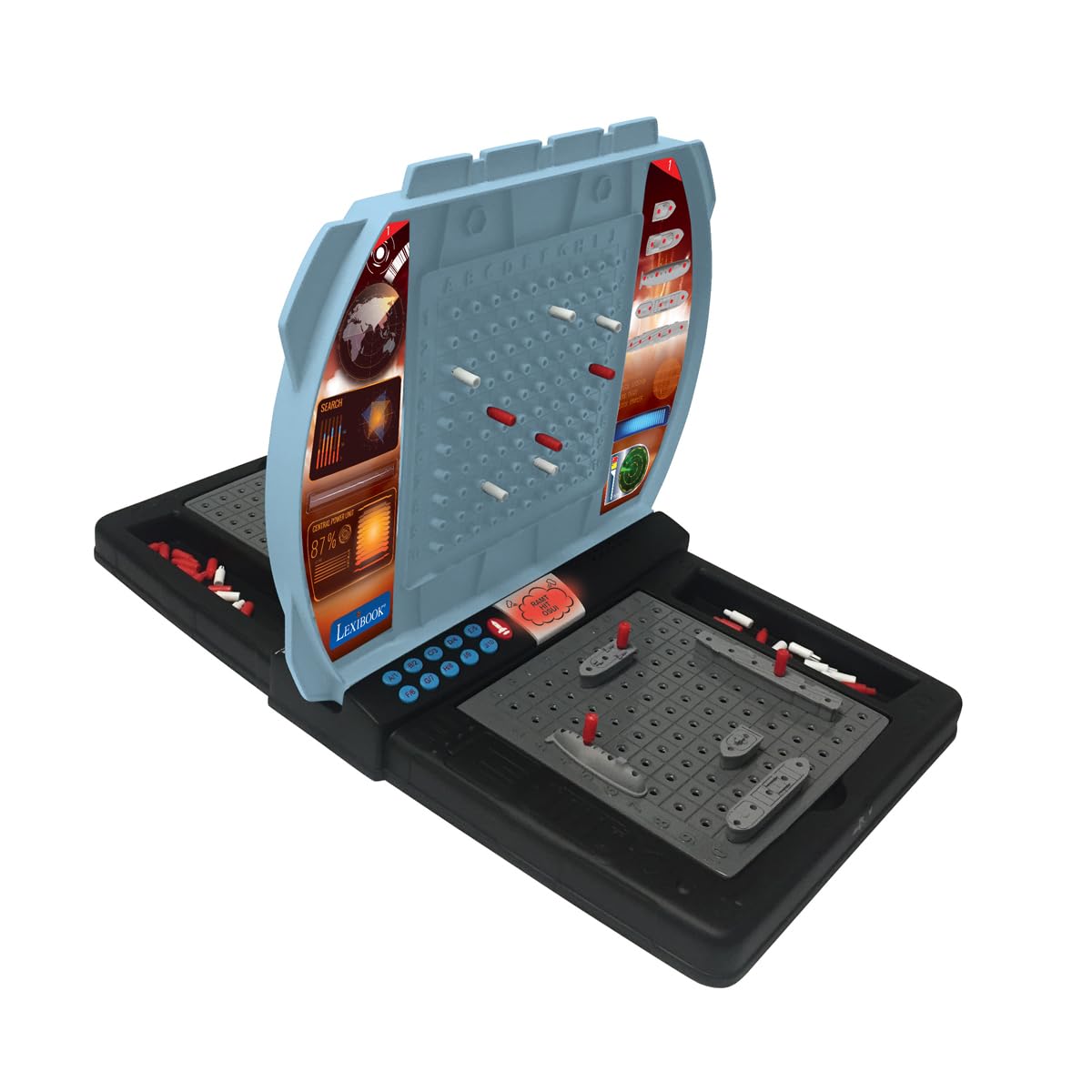 LEXIBOOK, Electronic Talking Sea Battle, gioco elettronico interattivo famiglia 1 o 2 giocatori, effetti luminosi e sonori, funzionamento a batteria, GT2800i3LXB