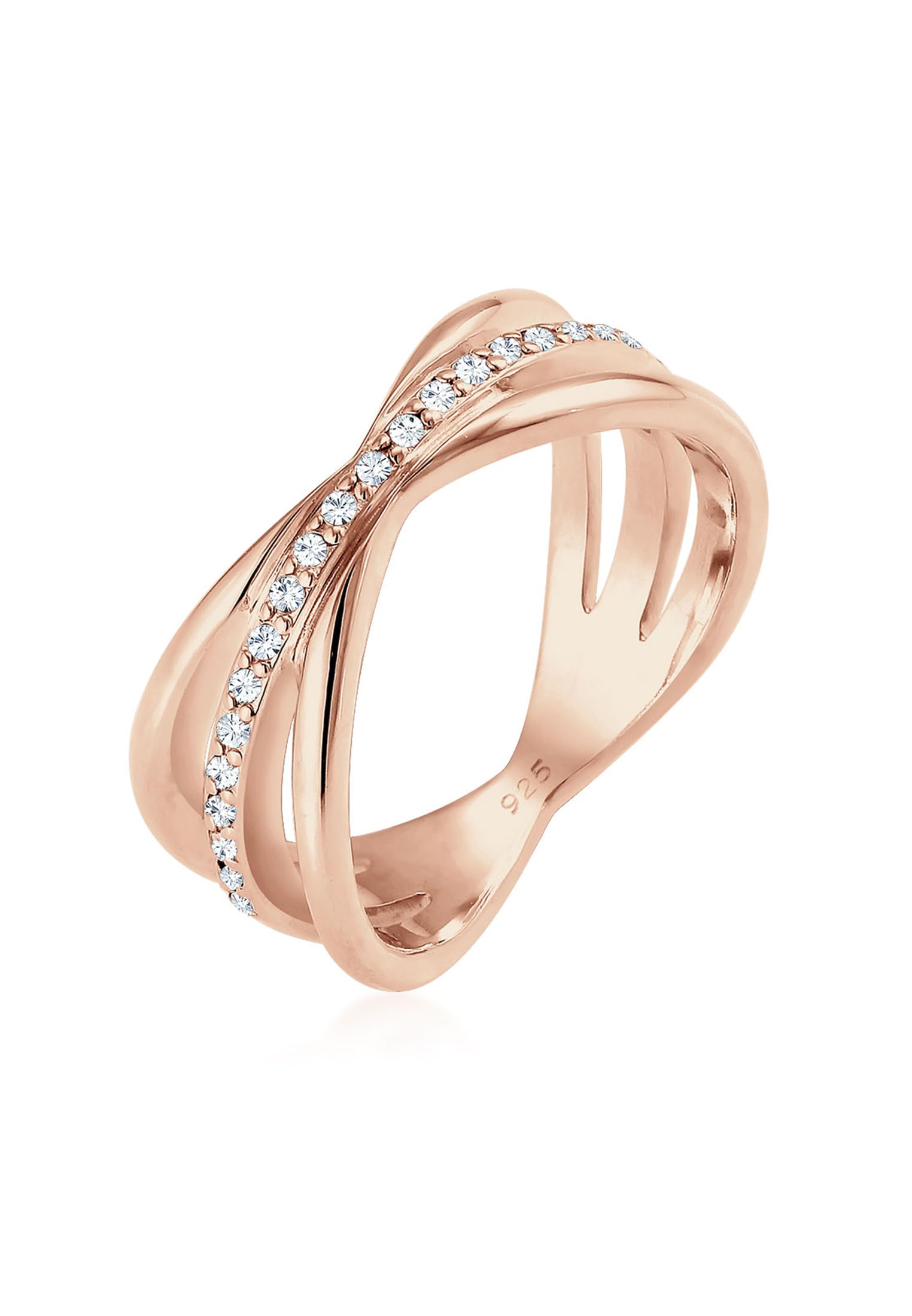Elli Ring Wrap Ring Crystals 925 Silver Rose Gold Plated