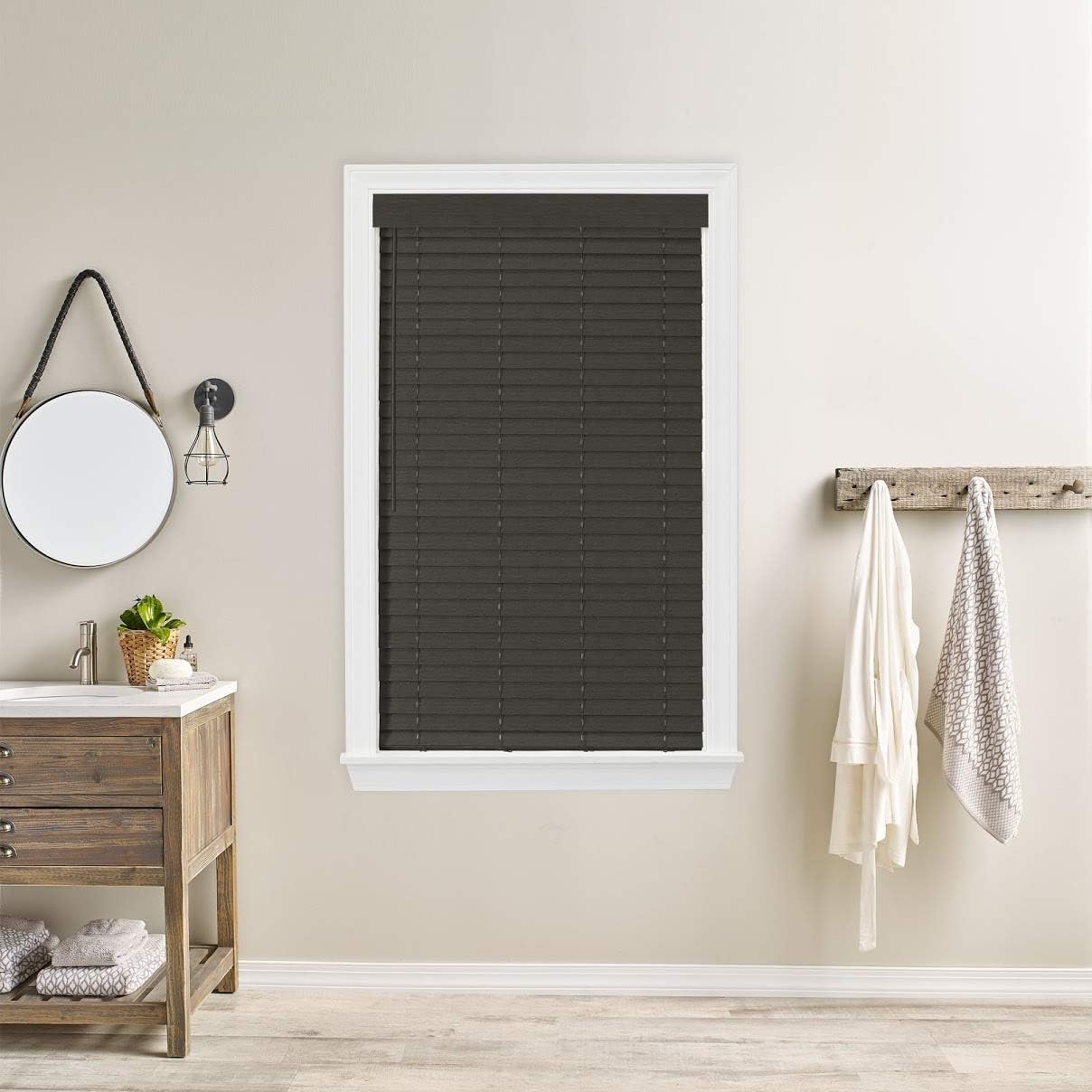 2” Bravada Simple Selections Premium Cordless Faux Wood Blinds, Ashwood Grey 30 1/2Wx36L