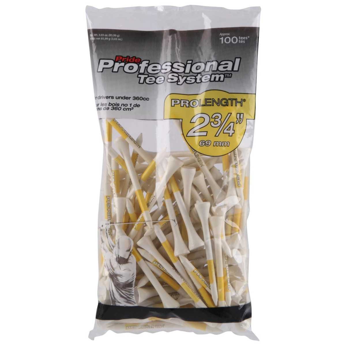 Pts Pro Length Golf Tees 2 3/4in 100ct Wh/Yl90238
