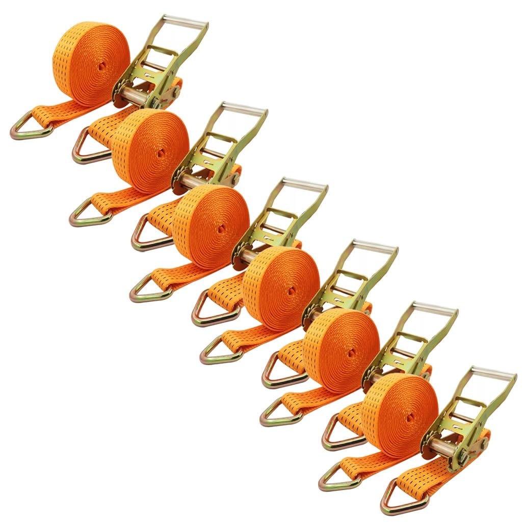 Correas de Amarre de 2 Pulgadas Ancho, 3-98 pies Largo Correas de Amarre con Anillos Triangulares Dobles for Camiones remolques Carga electrodomésticos móviles(6sets,5m/16.4Ft)