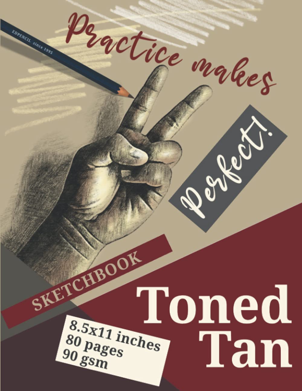 SketchBook Toned Tan: 8.5x11 inch, 80 pages, 90 gsm, practice makes perfect drawing book, affordable Toned tan SketchBook (Practice makes perfect sketchbook)