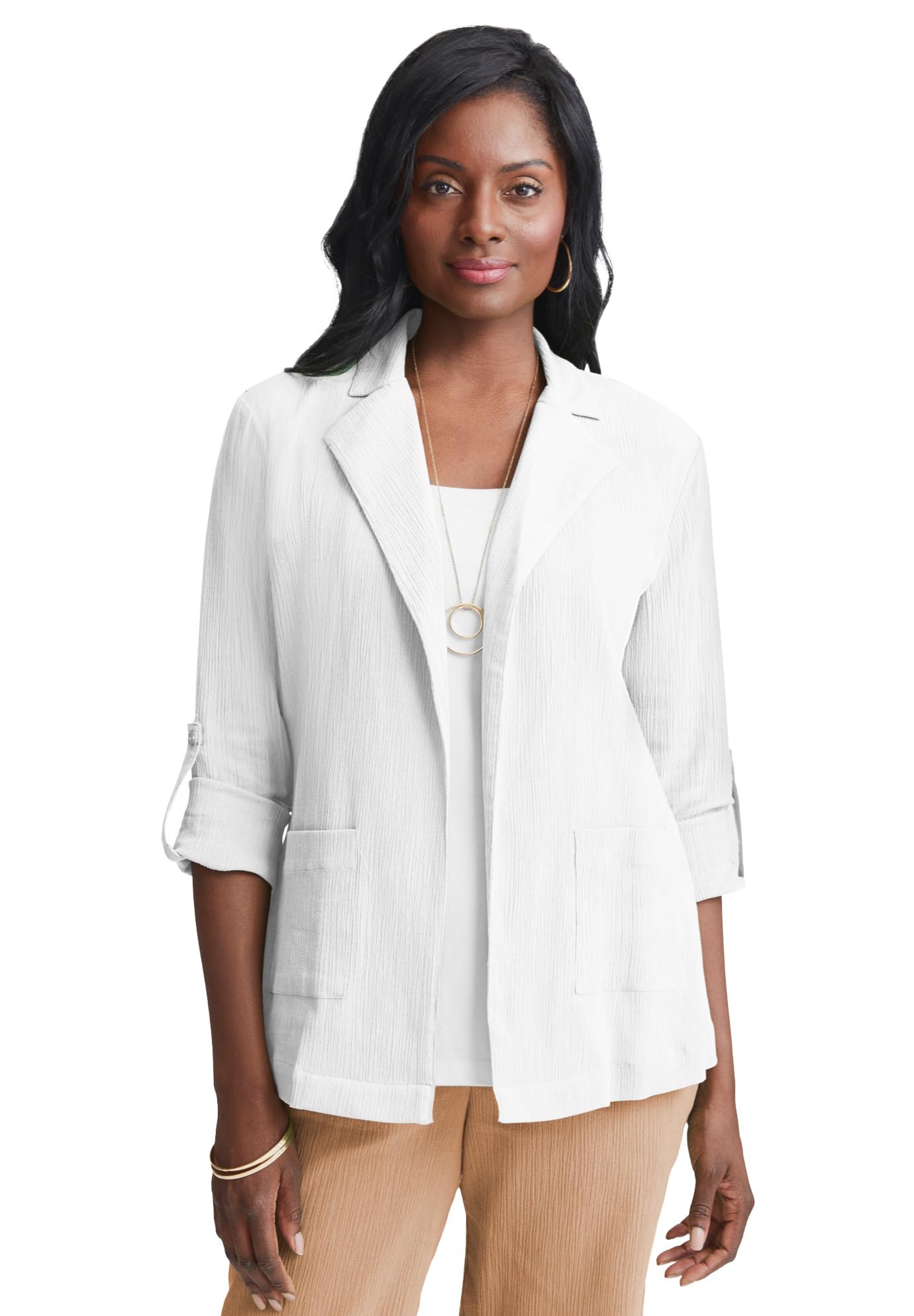 Jessica London Womens Plus Size Gauze Blazer