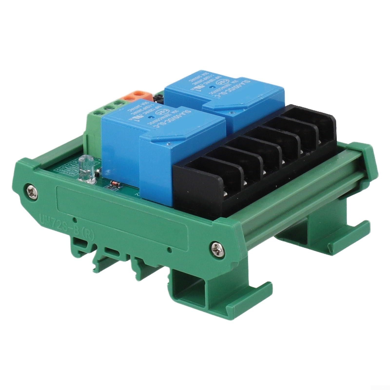 DIN Rail Mounted Dual Channel Relay Module with 10A Switching Capacity and Overvoltage Protection for Safe Use (5V)