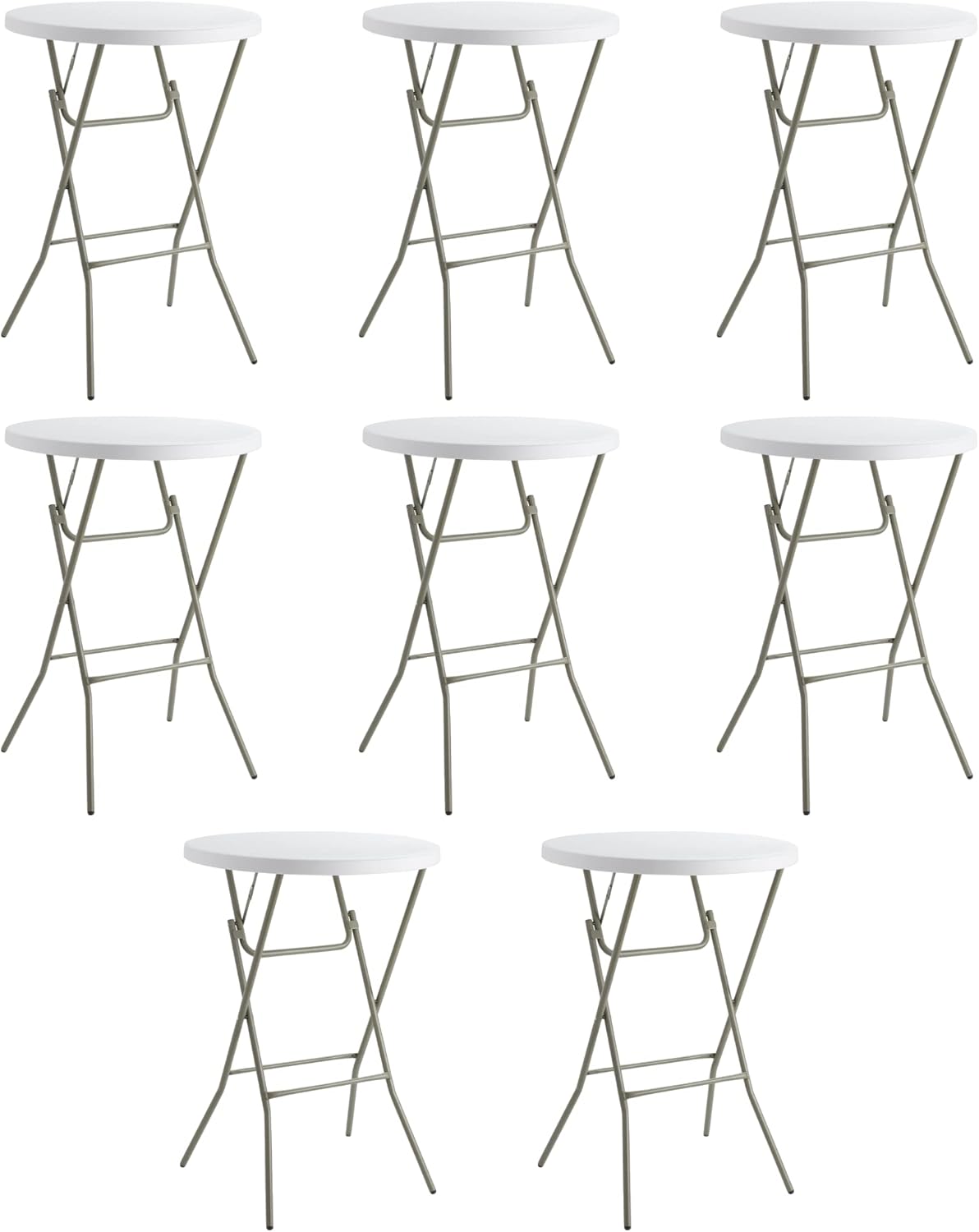 8 Pack! 32" Bar Height Round Plastic Folding Table, Bar