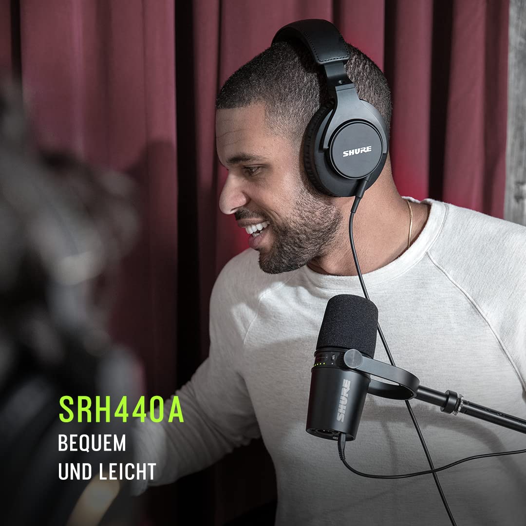 Shure SRH440A Over -Ear Over -Ear -Kabel -Kopfhörer für Überwachung und Aufnahme, professionelle Studio -Klasse, erweiterter Frequenzgang - 2022 Version
