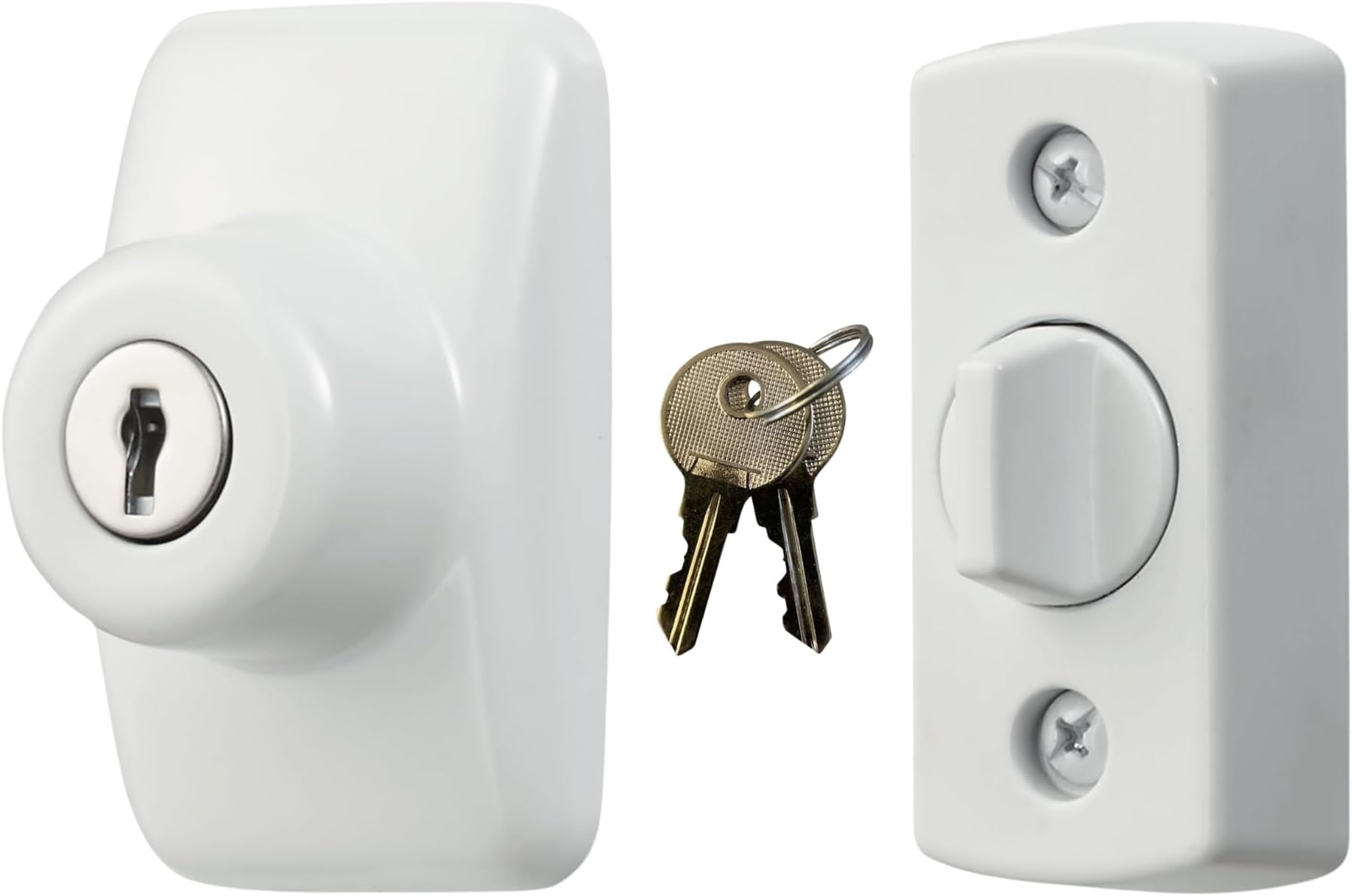 Model GLK Deadbolt for Storm and Screen Doors, Key Lock, White (2-Piece Set)