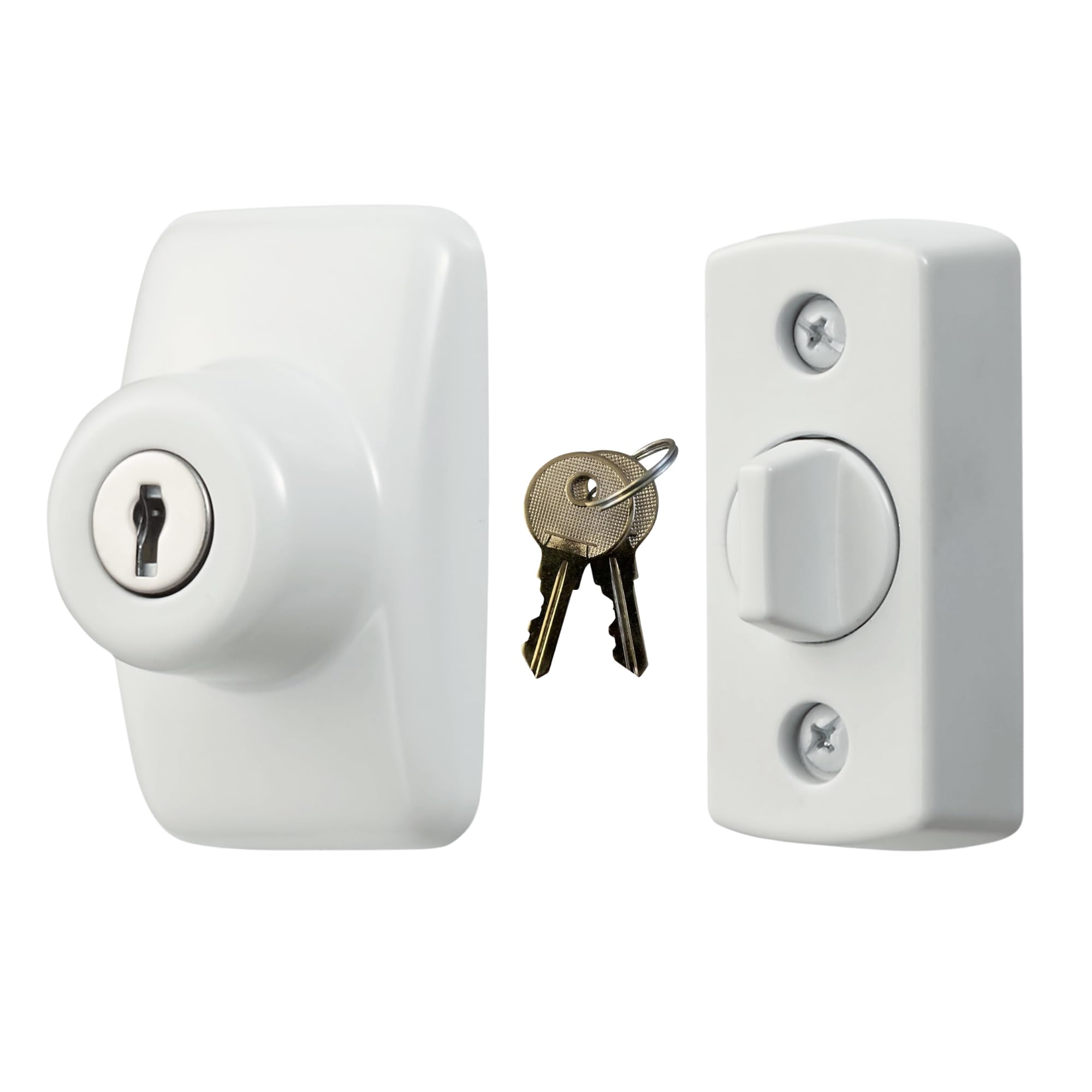 Ideal SecurityModel GLK Deadbolt for Storm and Screen Doors, Key Lock, White (2-Piece Set)