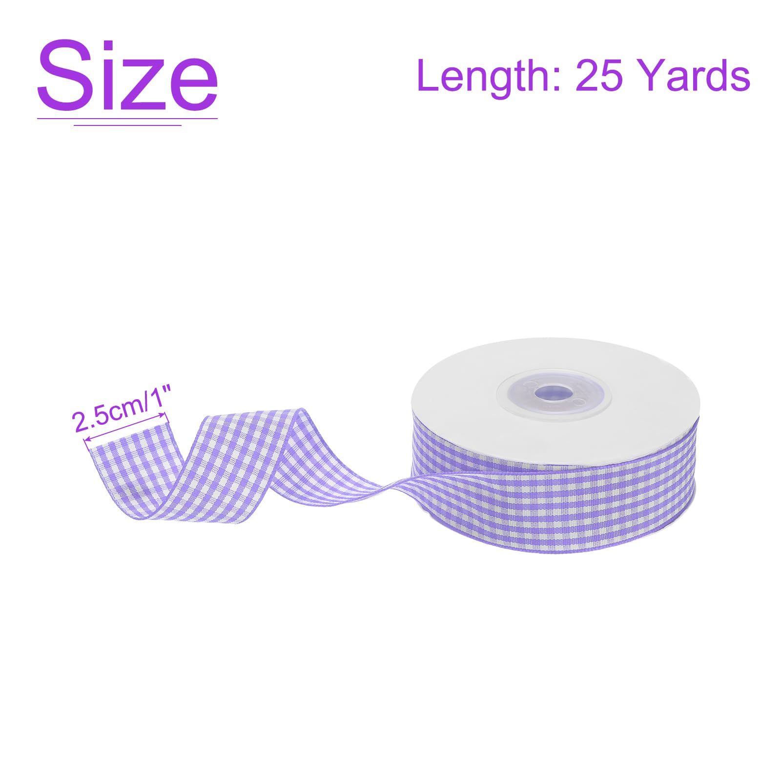 DMiotech 1 Inch 25 Yards Gingham Ribbon, Checkered Ribbon Plaid Ribbon for Gift Wrapping Decoration Art Craft DIY Purple and White - Image 3