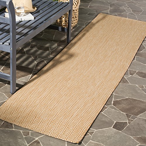 SAFAVIEH Courtyard Collection 2'3' x 8' Natural / Cream CY8022 Indoor/ Outdoor Patio Backyard Mudroom Runner Rug