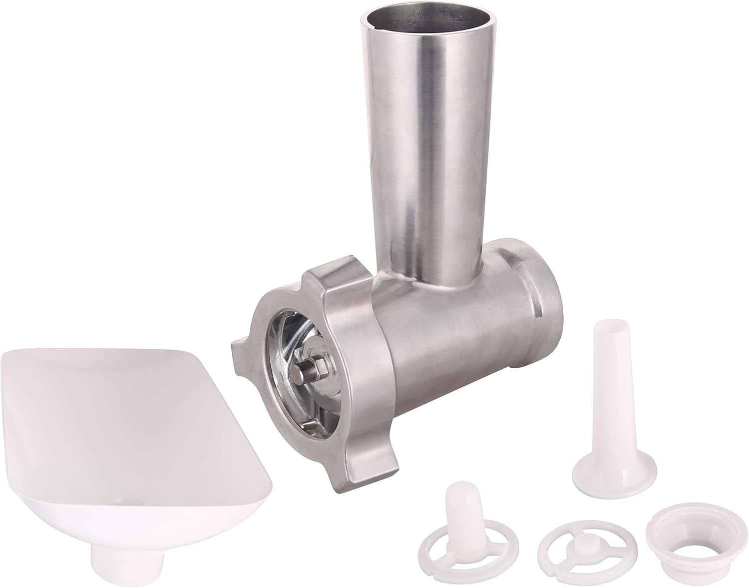 Meat grinder attachment for the Lauben Kitchen Robot with various components