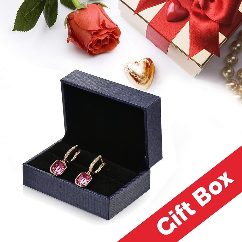 Austrian Crystal Octagon Leverback Drop Earrings for Women 14K Gold Plated Hypoallergenic Jewelry - Image 7