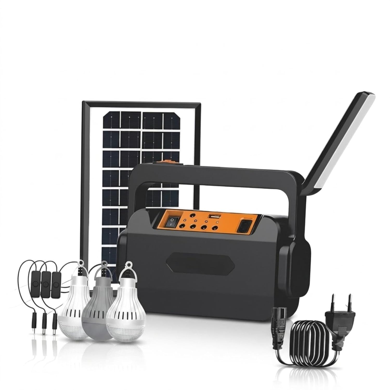 Drumstone (5 𝐘𝐞𝐚𝐫𝐬 𝐰𝐚𝐫𝐫𝐚𝐧𝐭𝐲) Solar Inverter Kit with Solar Panel | 3 LED Bulbs | Rechargeable Emergency Lighting System | Up to 12 Hours Backup for Home, Camping & Travel-image-41