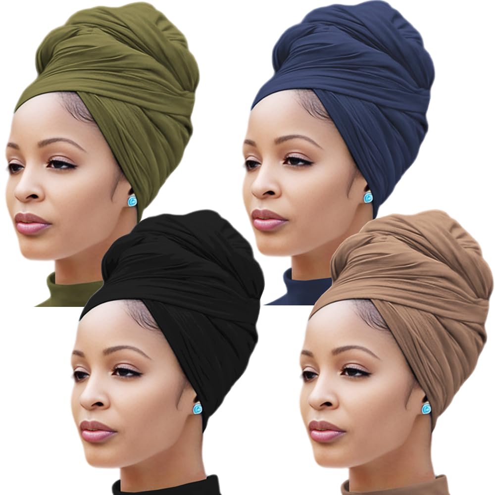 Nonbongoy Head Wraps for Black Women Stretch Headwraps Large Hair Wraps Hijab Scarves for Muslim Head Scarf Turban Headbands