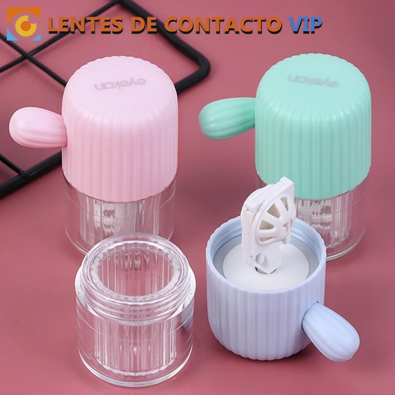 Limpiador de lentillas manual color rosa Dispositivo portátil para limpieza diaria elimina fácilmente las proteínas y las partículas acumuladas en los lentes de contacto No usa pilas ni batería
