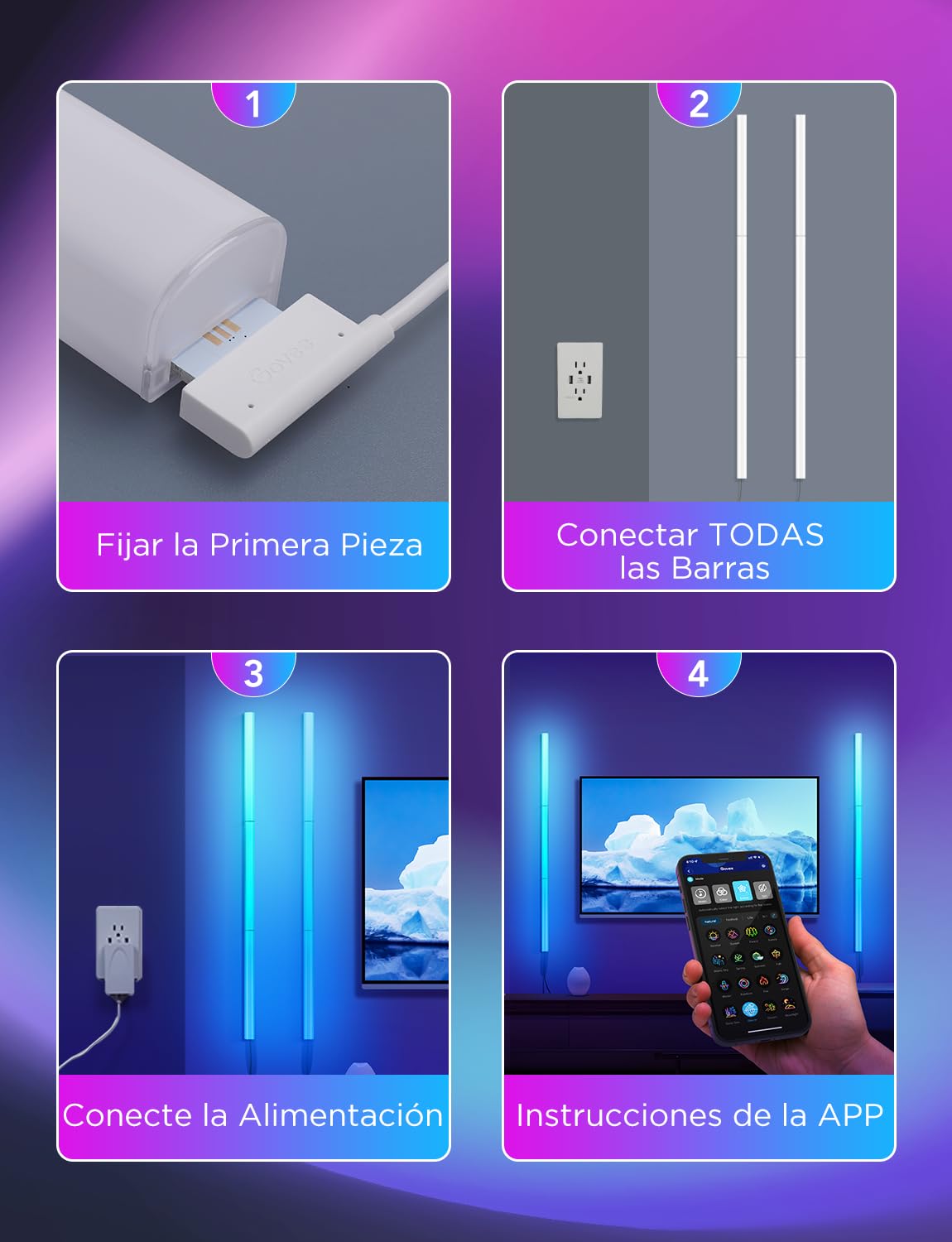 Govee Glide LED Lámparas de Pared RGBIC, Lámpara para Sala de Juegos, 6 pcs
