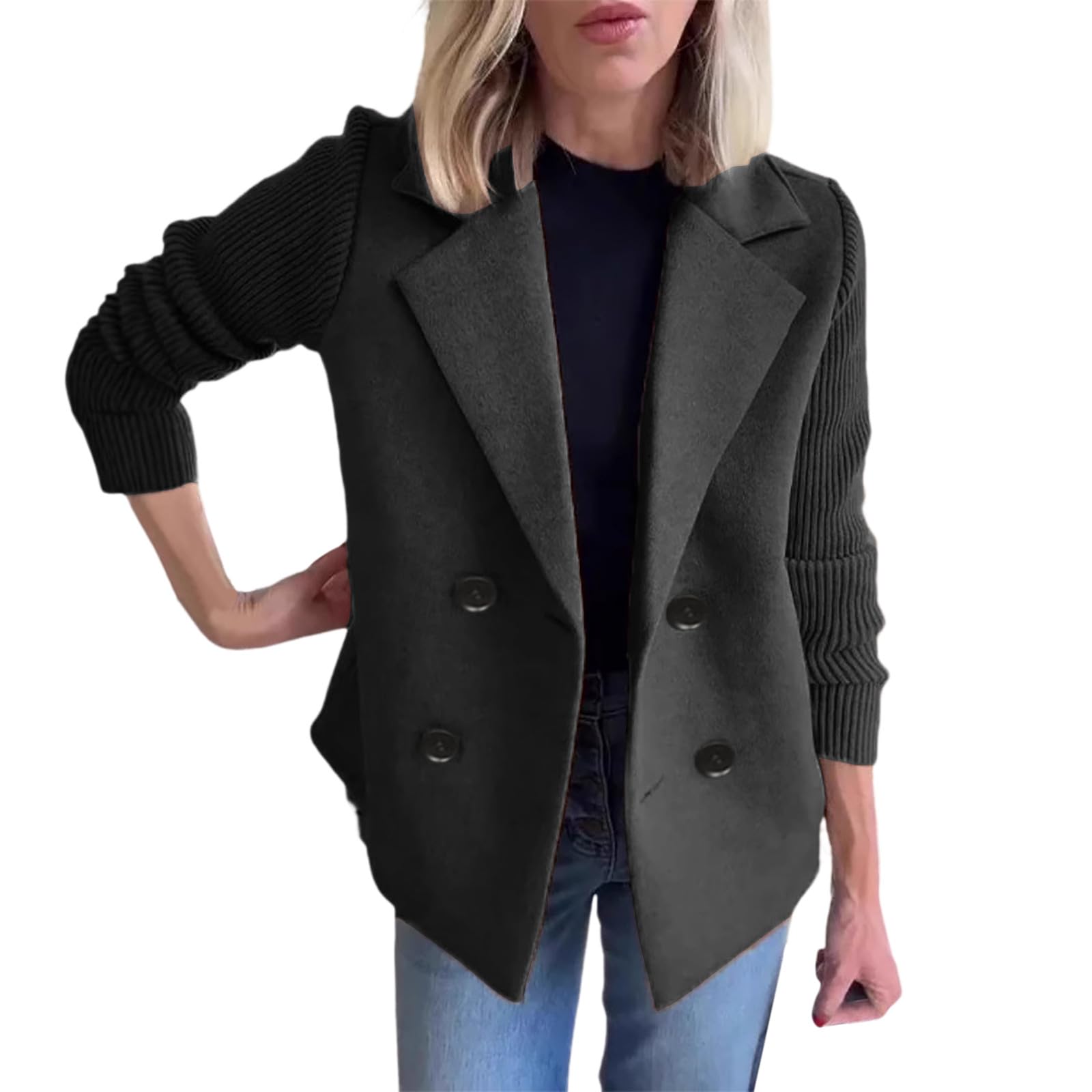 Piumino Donna Cappotto Aperto con Bottoni in Tinta Unita da Donna, Primavera 2025, Cappotto da Lavoro Festa