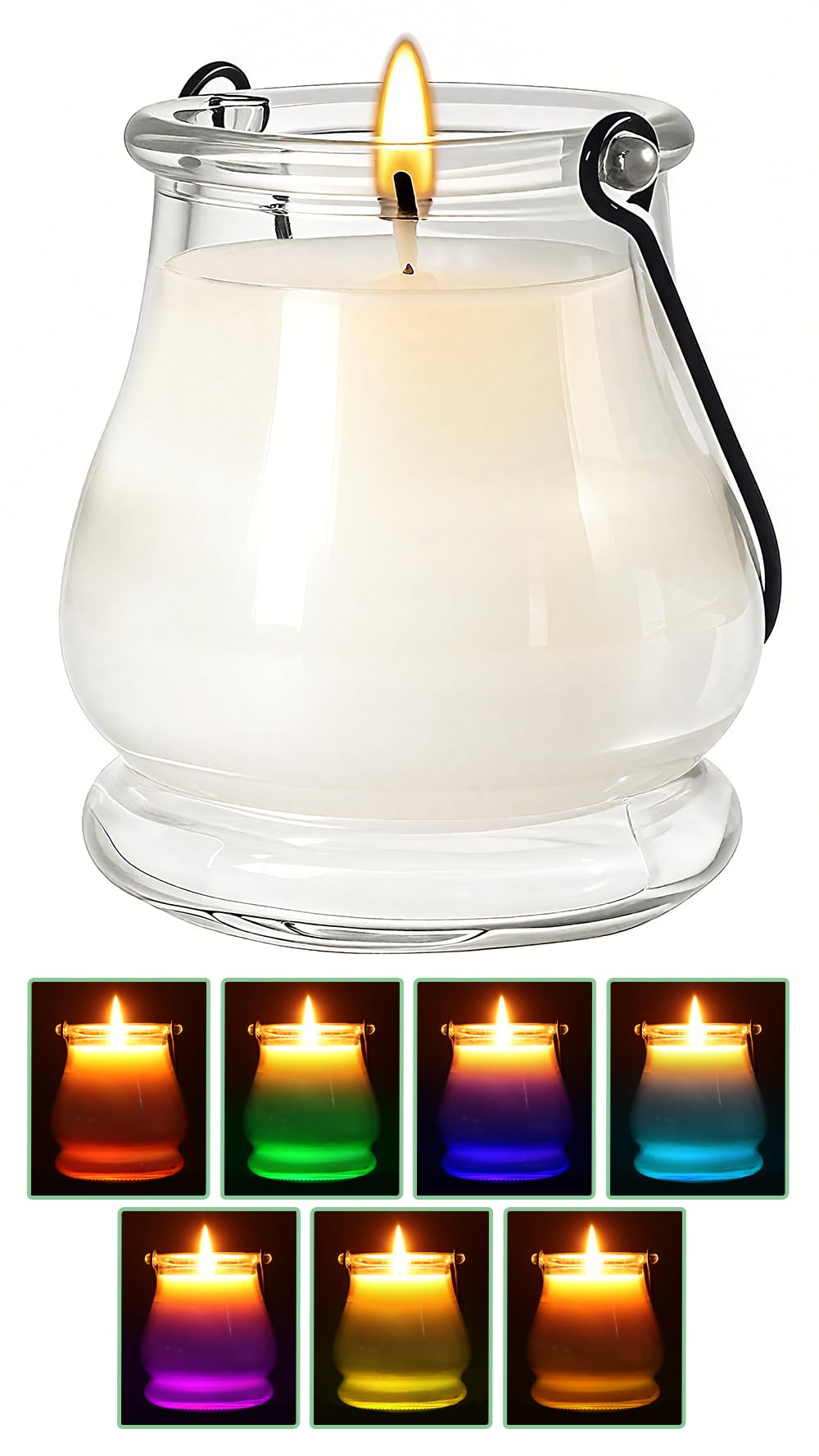 Citronella Candles Outdoor Color Changing LED, 14 oz Large Candle Lemongrass Scent, Portable Glass Jar Scented Candle, 40+ Hour Burn Time for Outdoor Patio Garden Camping Gear