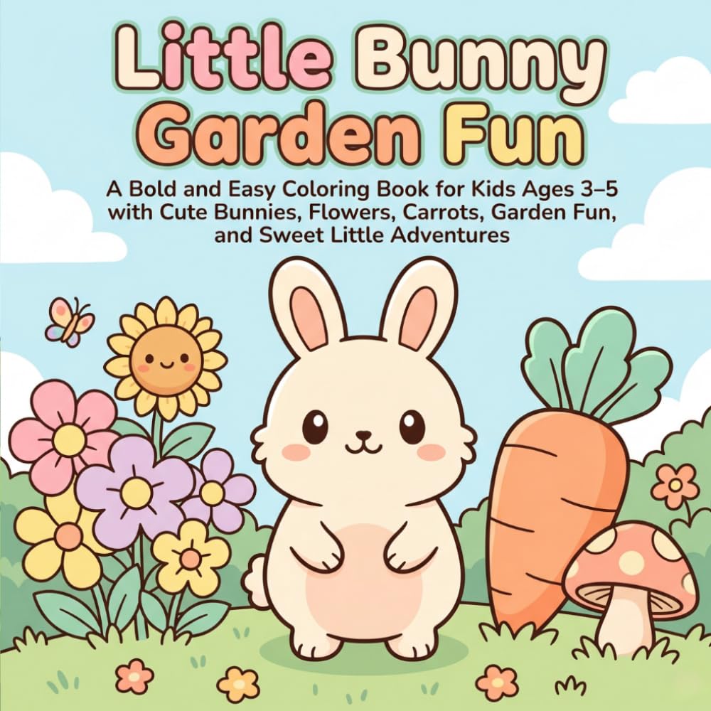 Little Bunny Garden Fun: A Bold and Easy Coloring Book for Kids Ages 3–5 with Cute Bunnies, Flowers, Carrots, Garden Fun, and Sweet Little Adventures