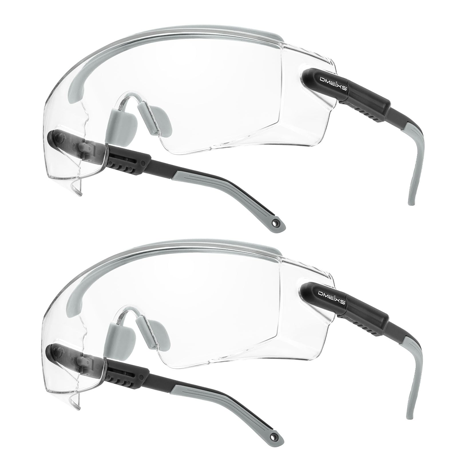 Paquete de 2 gafas de seguridad con lente envolvente antivaho y arañazos, ANSI Z87.1, patillas ajustables