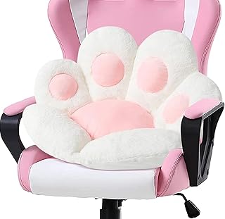 Gefüllte Katzenpfoten-Kissen-Sitzkissen, Katzenpfoten-Form Lazy Sofa Bürostuhlkissen, niedliche Cartoon Sitzkissen für das Home Office(60x60cm, Weiß)