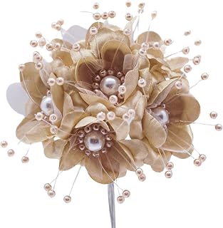 72 Artificial Silk Pearl Spray Craft Flower for Home Craft Decor DIY Wedding Bridal Veil Headband Dress Cake Topper Embellishment Scrapbook Favor Corsage Floral Bouquet Arrangement (Champagne)