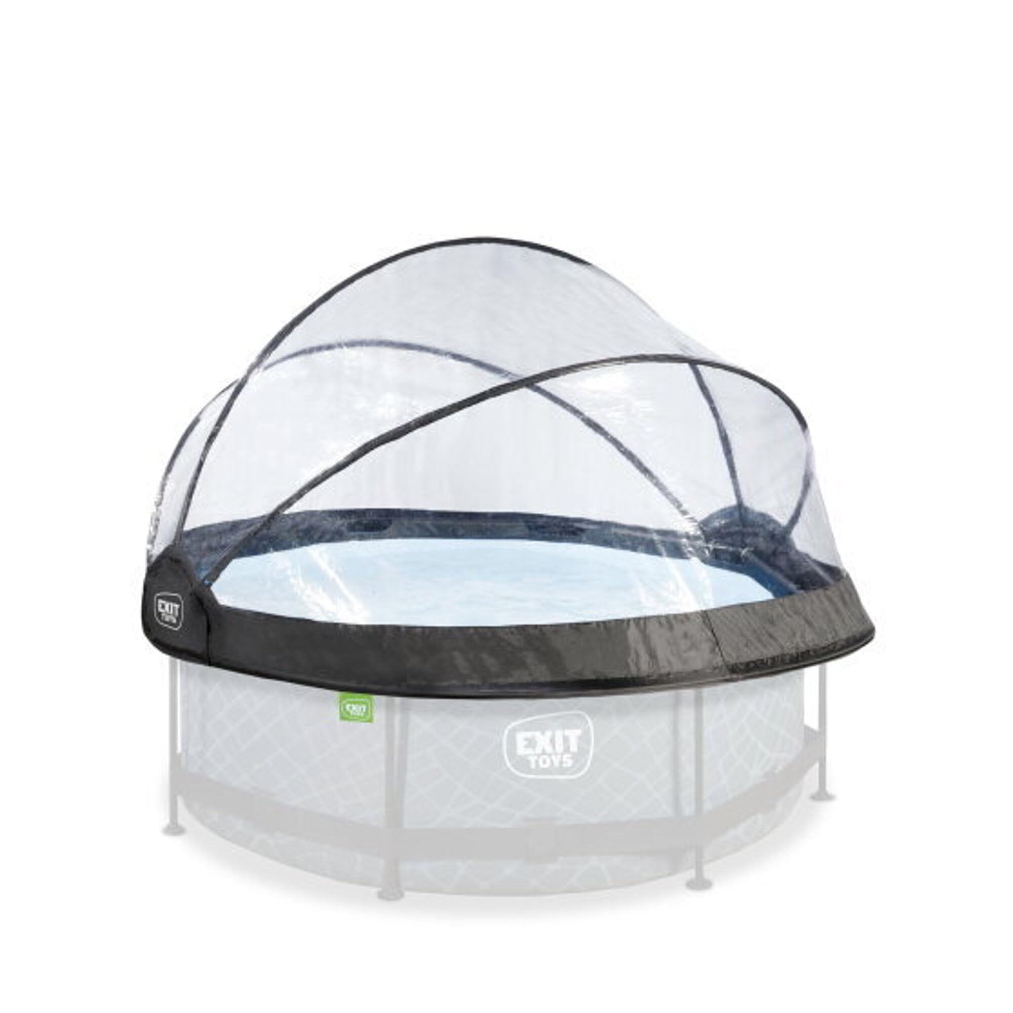 EXIT Toys Dôme de Piscine Hors Sol Rond ø 244 cm Pliable – pour Piscines Rondes Tubulaires – Eau Plus Propre et Plus Chaude – Abri Piscine Universel – Transparent