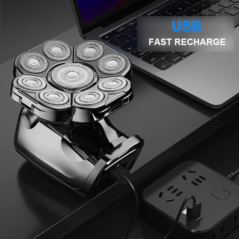 Miniatura 2 de Afeitadora 9D para hombres con cabeza flotante calva, afeitadora eléctrica 6 en 1 con recortadora de narizcuerpo, pantalla LED húmedaseca, kit de