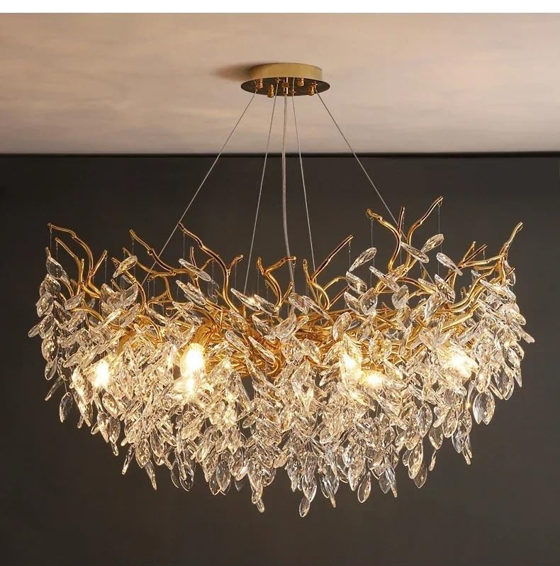 Lustre en cristal luxueux or D45cm pour une elegance interieure unique
