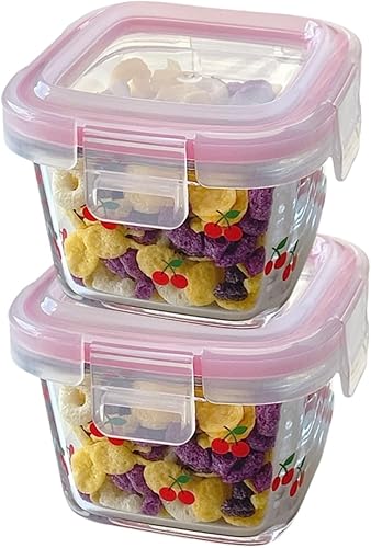 Miniatura 9 de Ivymei Paquete de 2 mini recipientes de vidrio con tapas, pequeños contadores florales de almacenamiento de alimentos, tarros de alimentos de vidrio