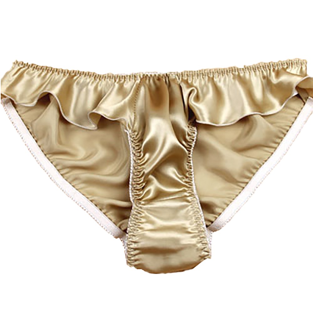 Lsharon Silk Women's Khaki Lsharon Sexy 100% Mulberry Silk Briefs Lingerie Gymnastics Thong Ballet Underwear Panties (M(Tag Xl), )
