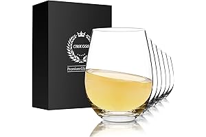 Premium Crystal Stemless Wine Glasses Set of 6