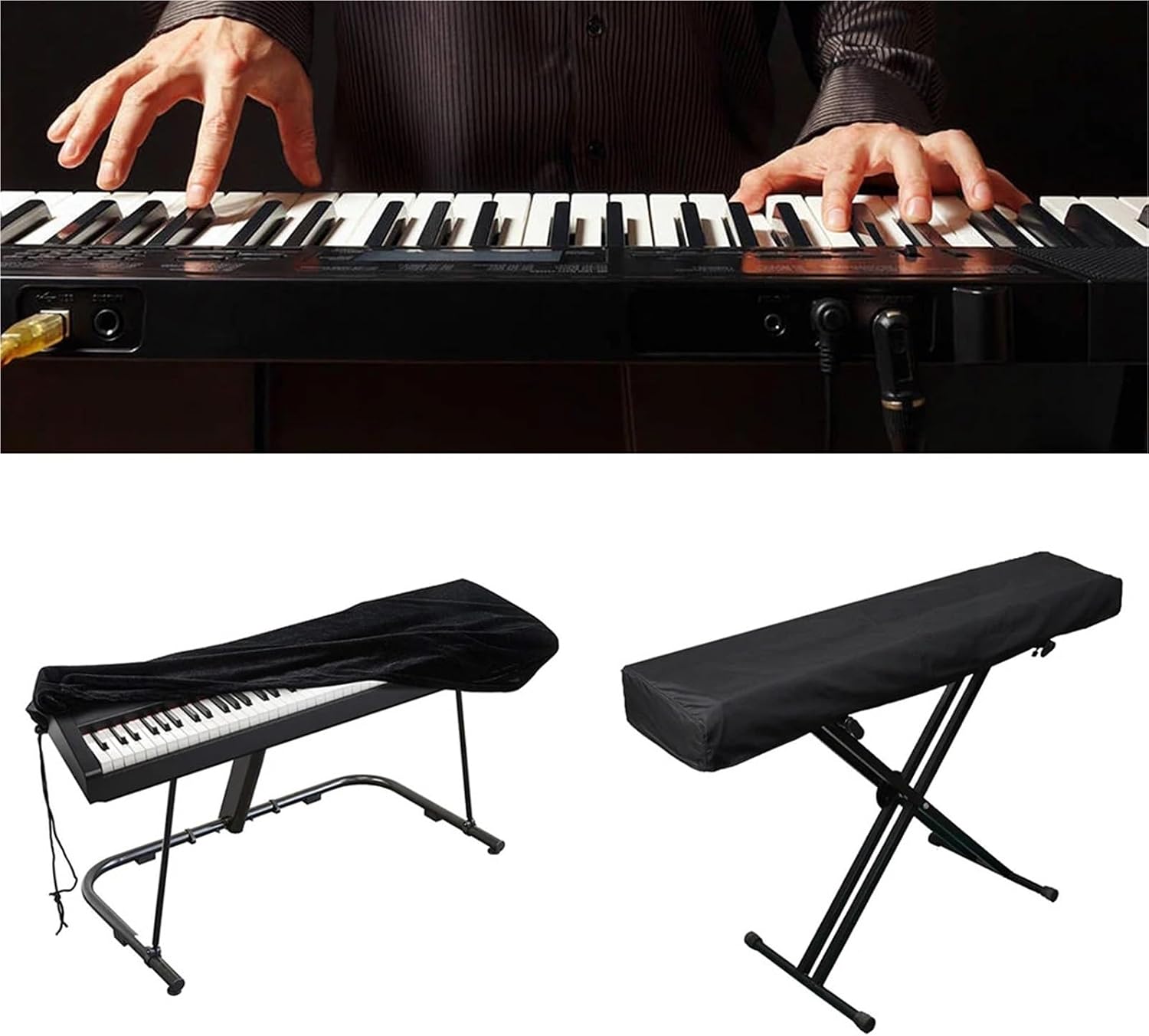 Piano Keyboard Cover 61or 88 Key Digital Electronic Piano Cover Fabric Light Thin Keyboard Instrument Shell Breathable Heat Radiation(Beige 88Key)