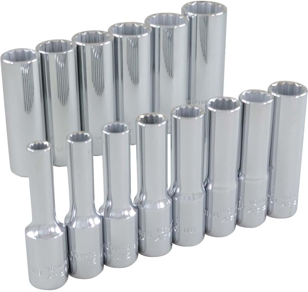 Gray Tools 29314 14 Piece 3/8-Inch Drive 12 Point Metric, Deep Chrome Socket Set, 6-Millimeter-19-Millimeter