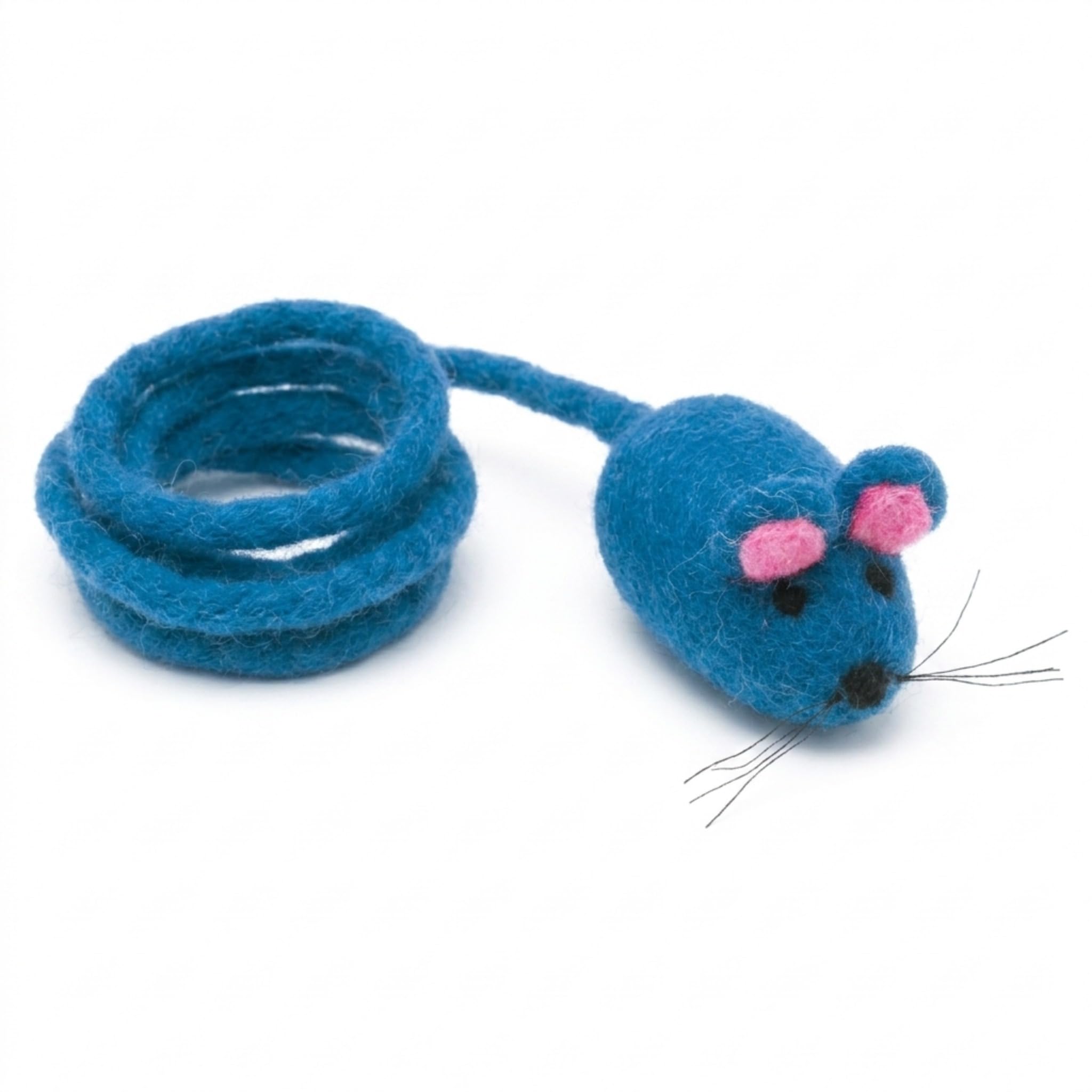 Glaciart One Felt Mouse Cat Toy – Soft Fuzzy Enrichment 100% Natural Wool - Interactive Catnip Play Cat Toy Set - Safe for Pets, Non-AZO Colored Dyes - 42” Long — image 1